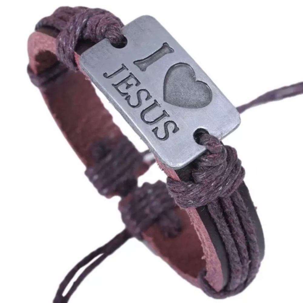 NEW Leather Bracelet- Christian- I Love Jesus